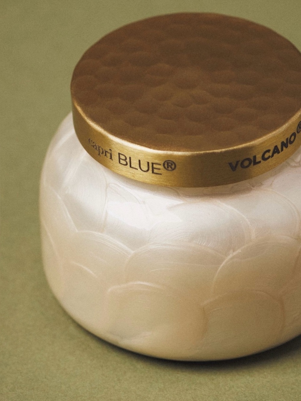 NIB Small CAPRI BLUE VOLCANO CAPIZ JAR CANDLE *NO LID*